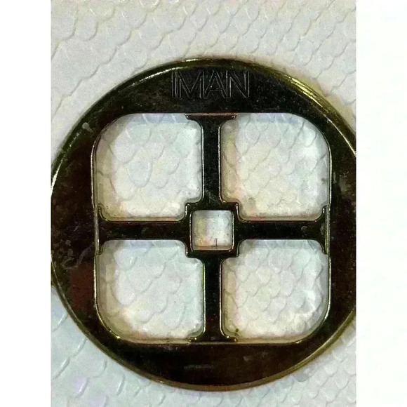 IMAN Women’s White Gold Croc Faux Leather Handbag Satchel Large Size Purse Zip - Picture 6 of 9